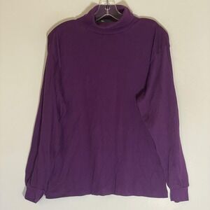 Vintage Steeplechase Shirt Mens Large Purple Turtleneck Long Sleeve 90s